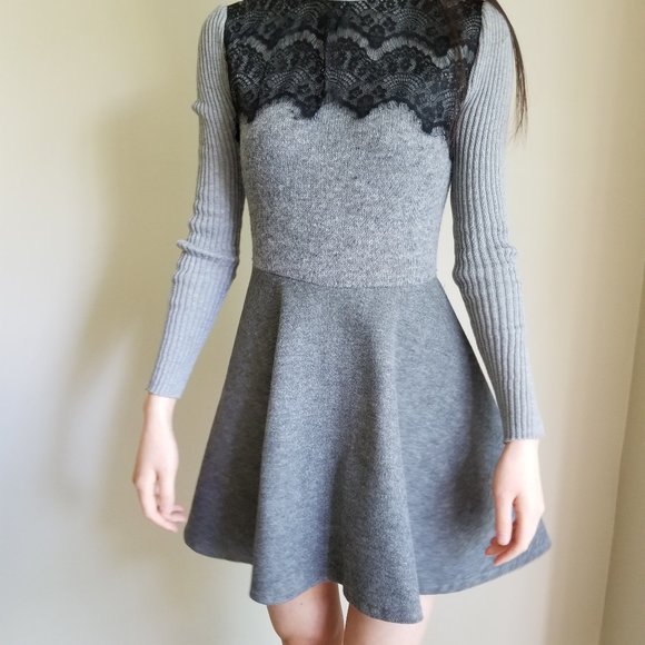 Gray Black Lace Dress - Picture 2 of 4